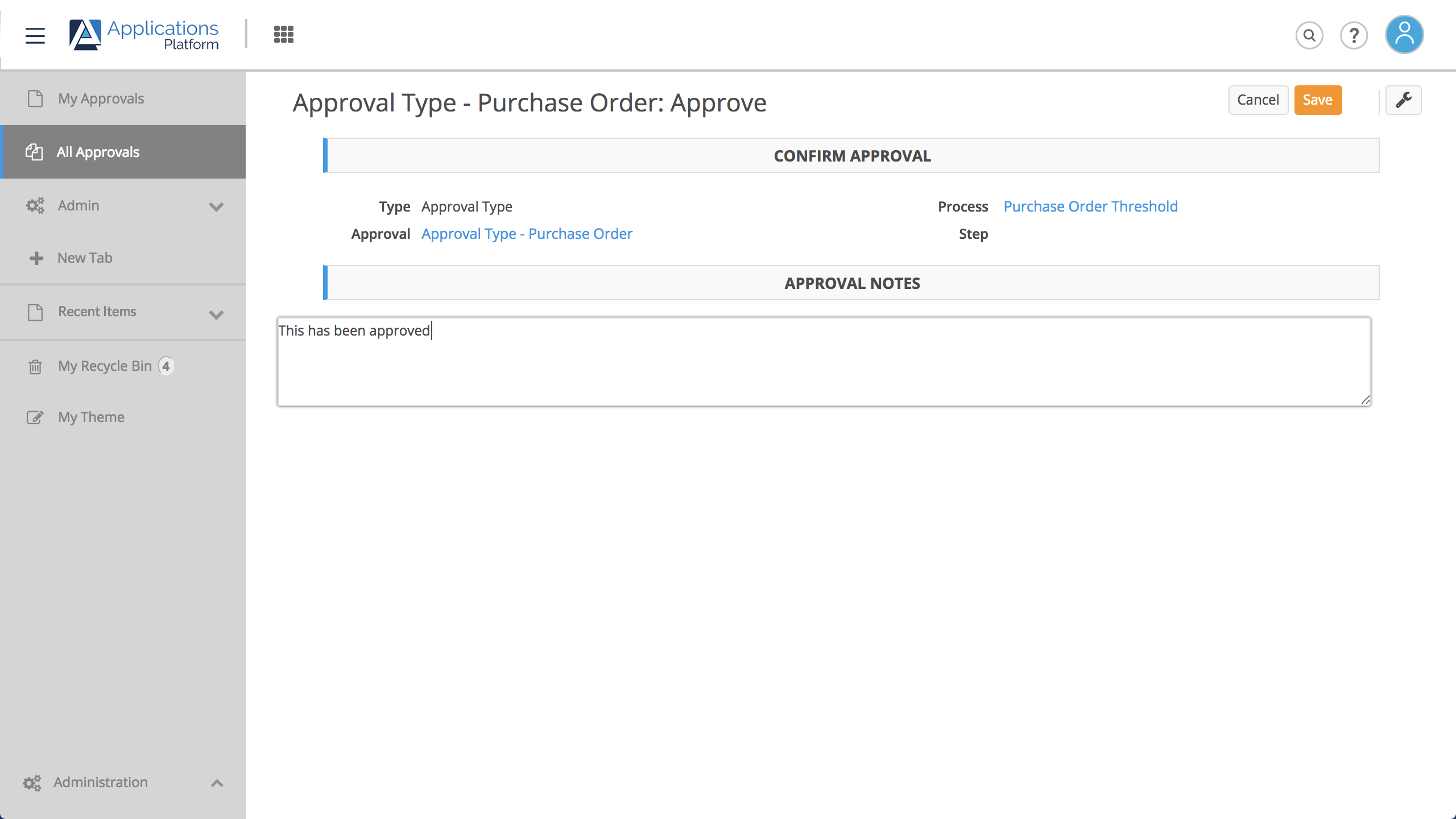 Approval Workflow Template | Applications Platform