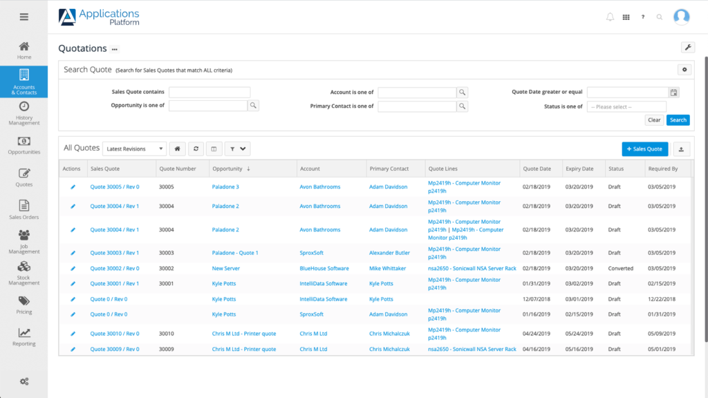 Online database application examples applications platform