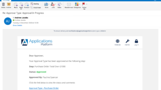 Approval workflow software showing a request approval process